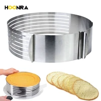 hoonra 6 layer adjustable stainless steel mousse cake round retractable bread cake cutter slicer mousse ring mould bakeware tool