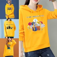 friends print women long sleeve sweatshirt hooded pocket loose fashion streetwear casual spring all match trend pullover clothes