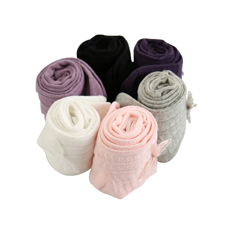 Колготки для маленьких девочек сезон весна осень милые розовые штаны с бантом От