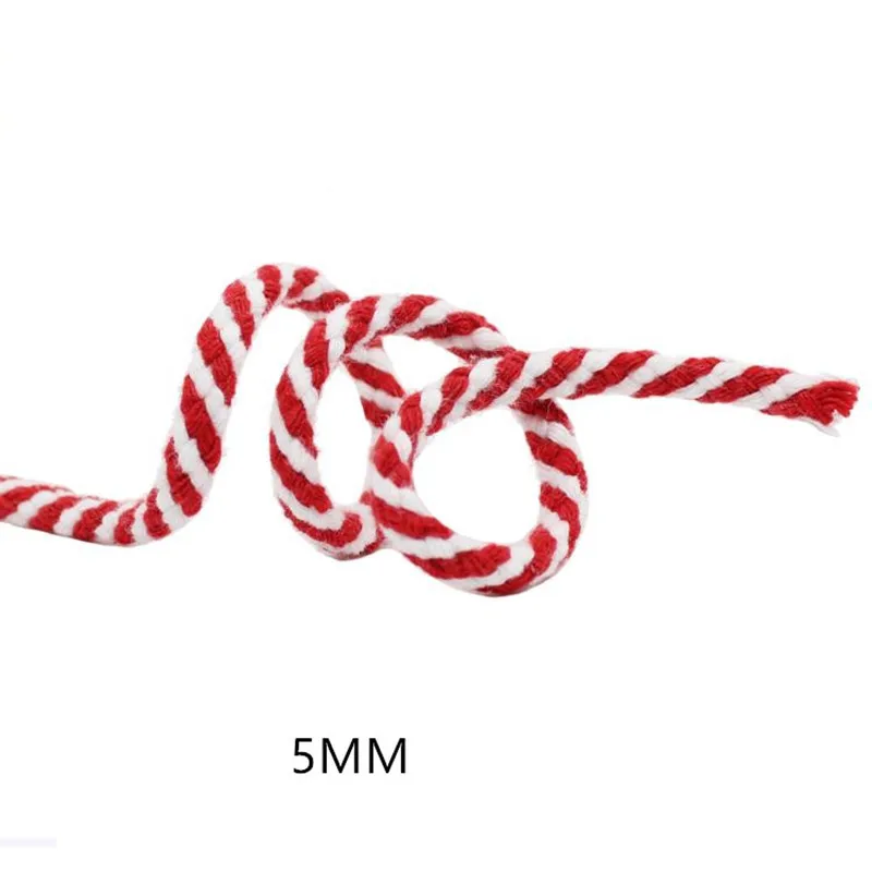 Хлопковый шнур 5 мм x 10 м спираль двухцветный декоративный хлопковый красный