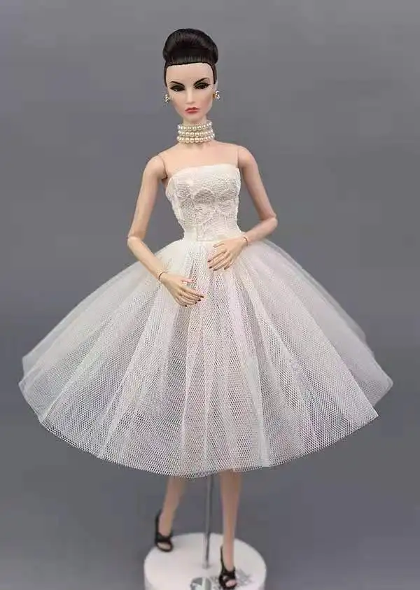 

White Off Shoulder Princess Dress for Barbie Dolls Clothes Short Ballet Dresses Tutu Party Gown Vestidoes 1/6 BJD Doll Accessory
