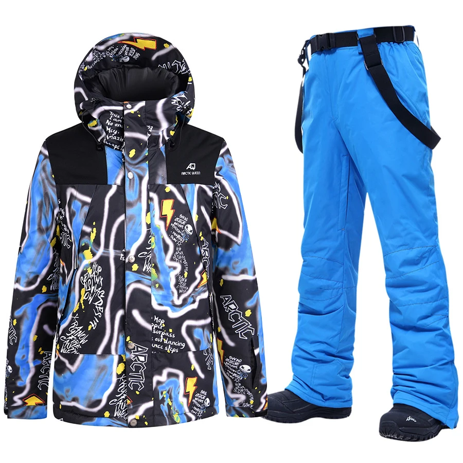 Лыжный костюм, мужские зимние теплые водонепроницаемые уличные спортивные куртки и брюки, уличное лыжное снаряжение, одежда для сноуборда, Мужская брендовая
