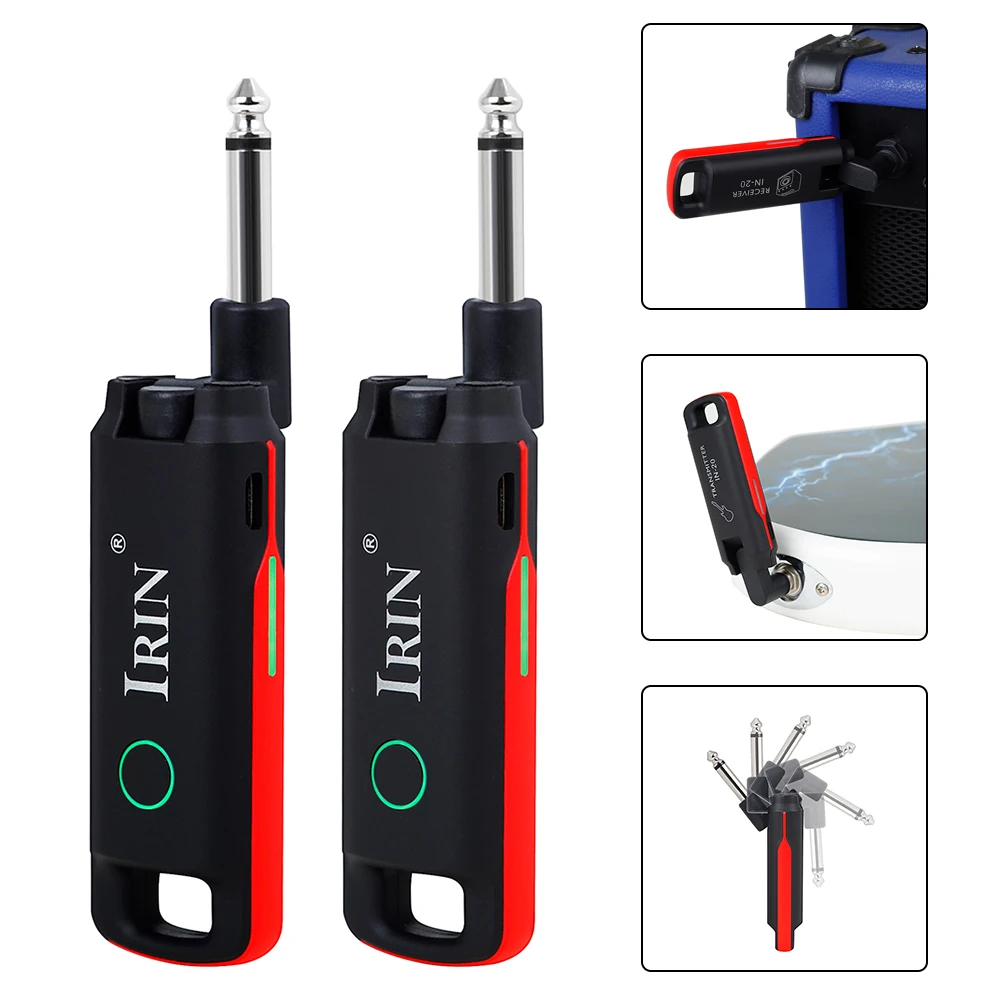 

2PCS Guitar Transmitter Receiver Rechargeable Wireless Guitar Battery System for Electric Guitar Bass guitar transmitter