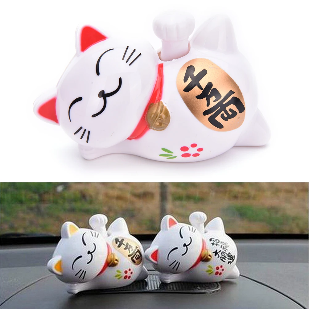 Новый на солнечных батареях 4 Maneki Neko Lucky машет Маня Фортуна кошка декор автомобиля