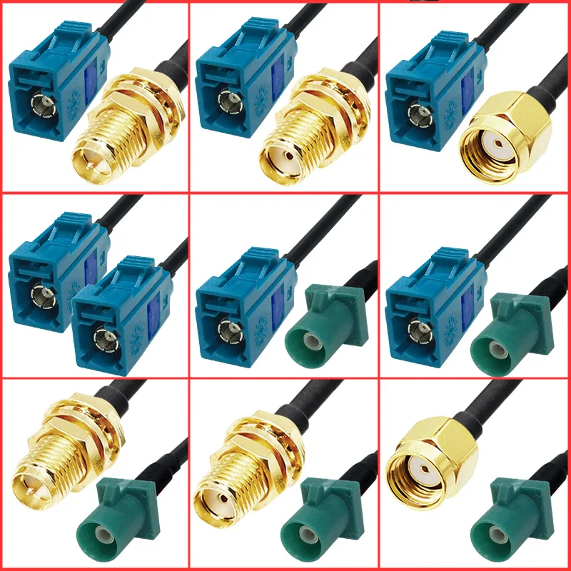 

5PCS/Lot Fakra-Z To Fakra-Z/SMA-J/SMA-K/RPSMA-J Adapter Connector RF Coaxial Extension Pigtail Cable For GPS Anntena RG174