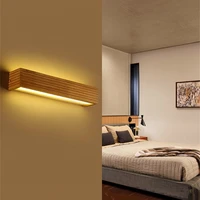 modern japan style led oak wooden wall lamps lights simple bedside lamp hotel led square lamp for bedroom modern light fixtures