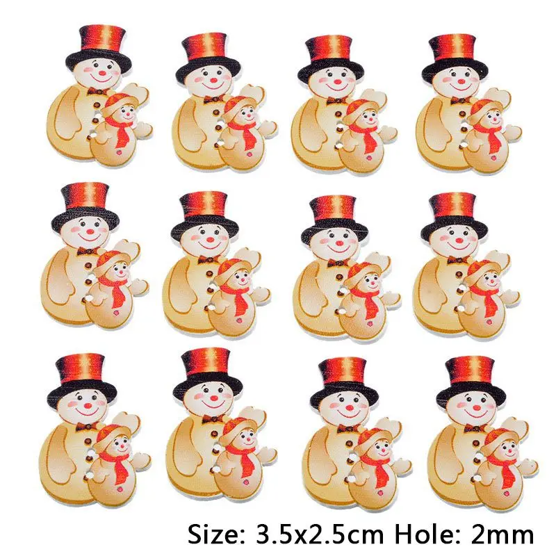 snowman yellow 50 шт. рождественские деревянные пуговицы для одежды Navidad Снеговик Rinedeer круглые пуговицы для шитья детей DIY рукоделие Новинка - Цвет: snowman yellow
