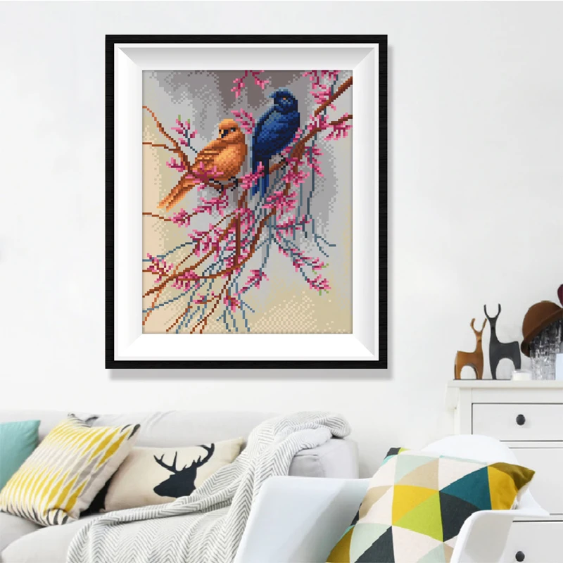 

MTEN Diamond Painting Full Round Diamond Embroidery Tree Bird Scenery Picture Of Rhinestone Cross Stitch Diamond Mosaic