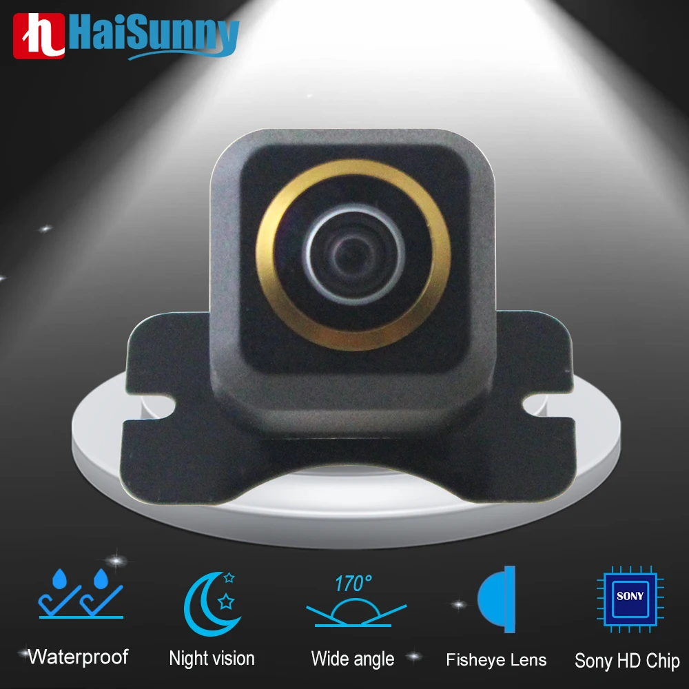 HaiSunny Mini 170°  Golden Lens Night Vision Control Mirror Image CVBS Parking Line Full HD Car AHD Rear View Camera Fisheye