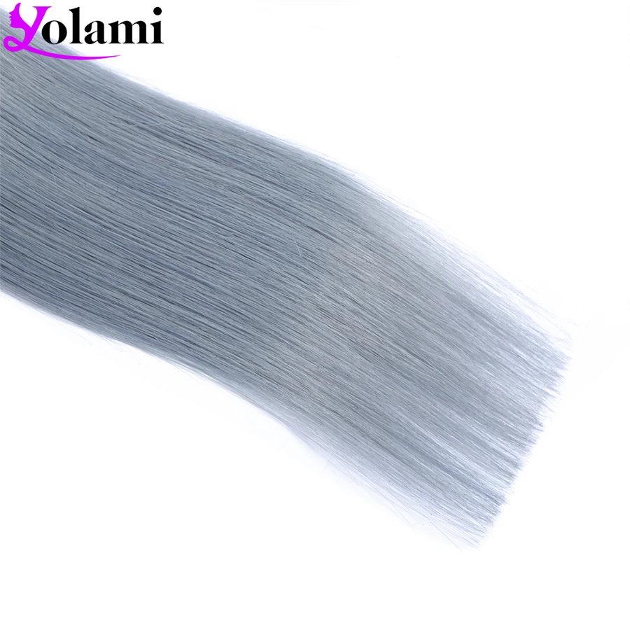 

Yolami Ombre Human Hair Bundles Pre Colored Two Tone 1B Silver Grey Brazilian Straight 3 Bundles