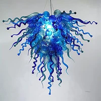 led blown glass chain pendant chandeliers lamps blue green color unique design art decoration light fixtures indoor lighting