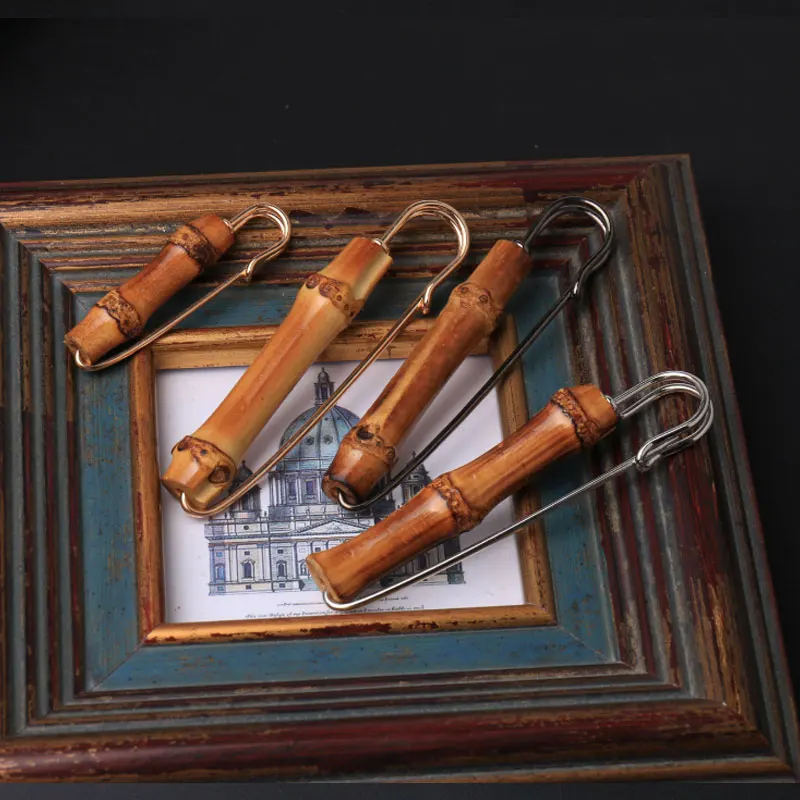 Брошь из натурального дерева и бамбука металлическая брошь булавки изящная