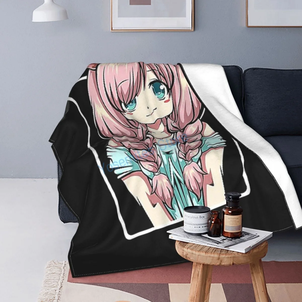 Японское аниме девочка Единорог симпатичное одеяло в стиле панк пастели зимнее
