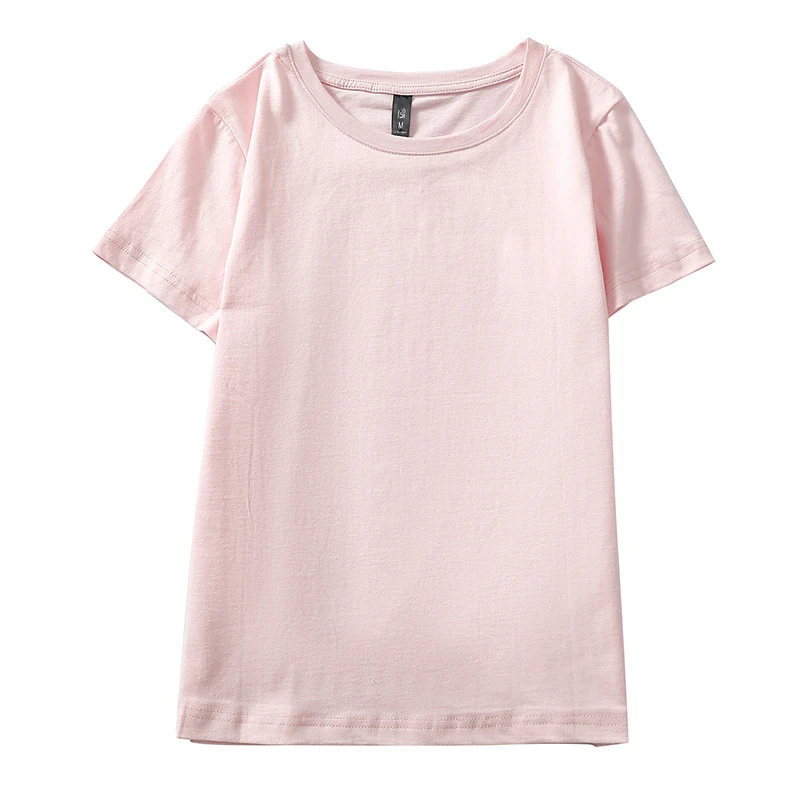 

Tee Shirt Solid Color Basic T Shirt Women Casual Plain Short Sleeve O-neck Harajuku Summer Top Korean Black White Tshirt M-XXL