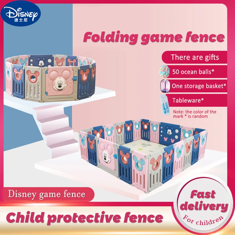 

Детский манеж Disney с Микки Маусом, Многофункциональный Складной Игровой забор «сделай сам» для ползания, для дома