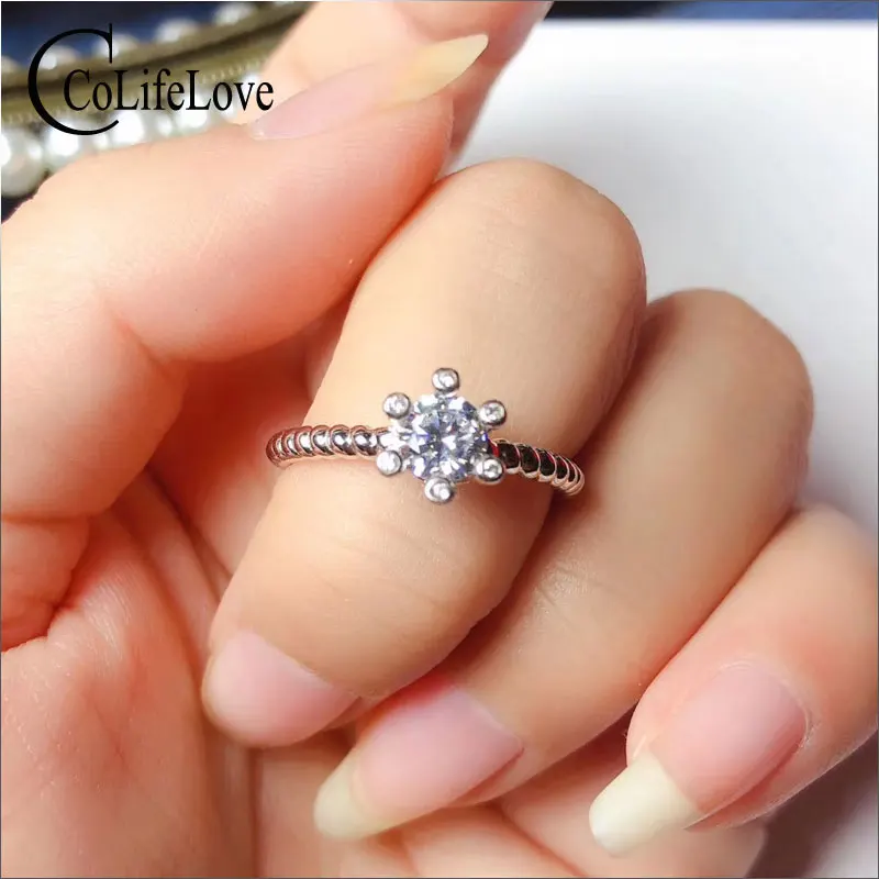 

CoLife ювелирные изделия модное кольцо Moissanite 5 мм круглое Moissanite 925 Серебряное обручальное кольцо подарок на день рождения для девушки