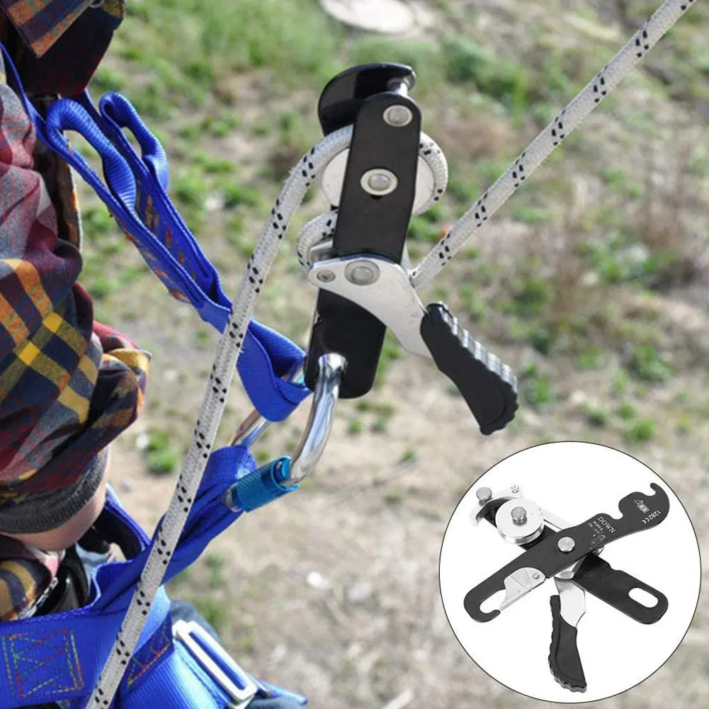 

Professional Rock Climbing Descender 150kg Self-braking Stop Rope Clamp Grab Rescue Descender Carabiner Climbing Accessories