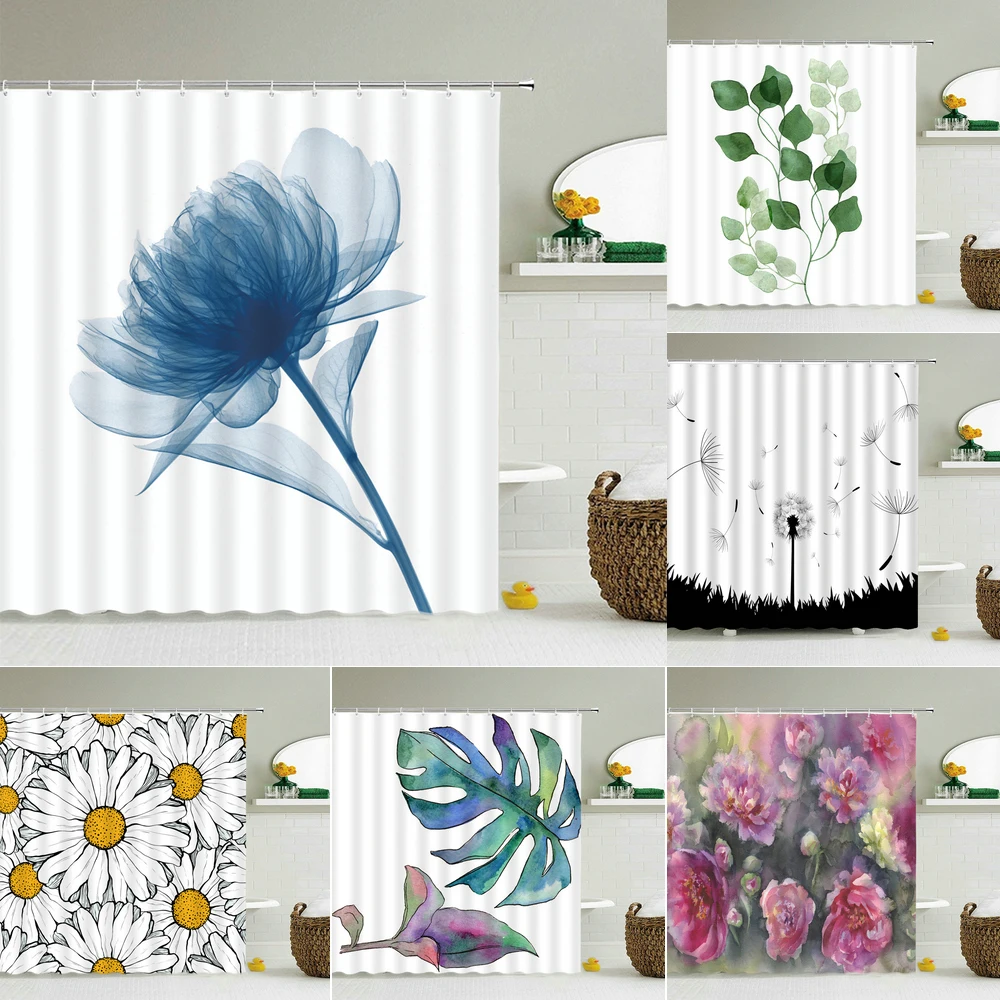 Занавеска для душа с изображением одуванчика красной розы | Дом и сад