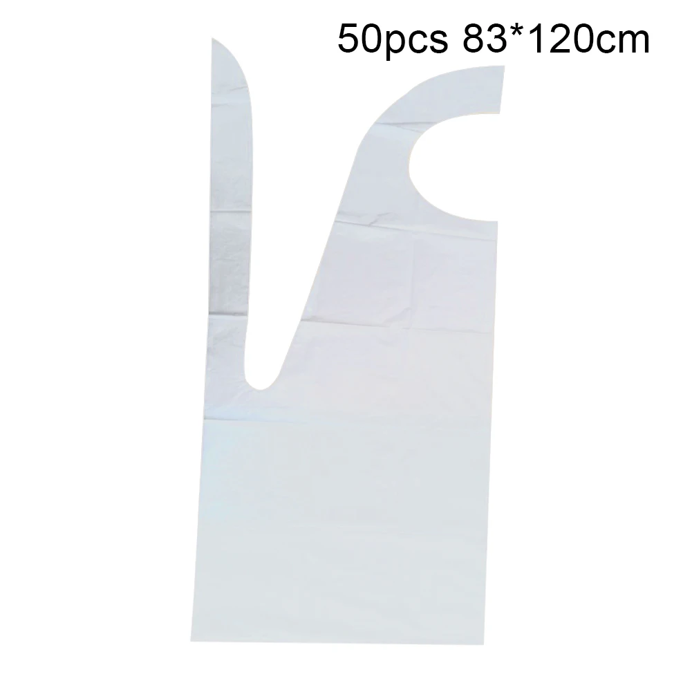 

50/100Pcs Disposable PE Thick Anti Fouling Oil-proof Multifunctional Waterproof Apron Hair Beard Shaving Bathroom Aprons Bib