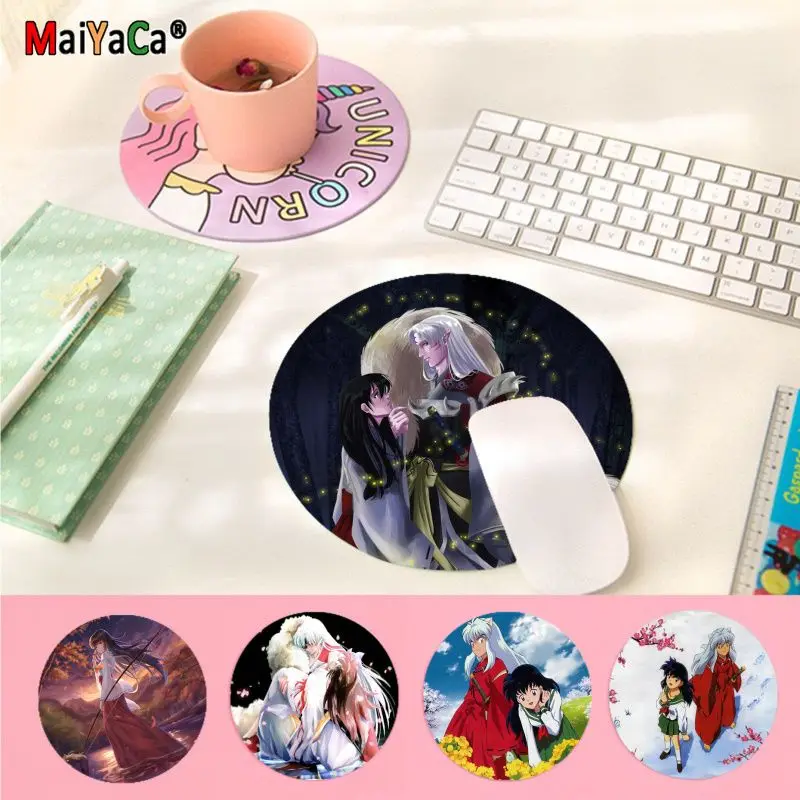 

Красивое аниме Maiyaca Inuyasha игровые коврики, Круглый игровой коврик для мыши, нескользящий коврик для ноутбука, ПК, коврик для мышки, игровой ко...