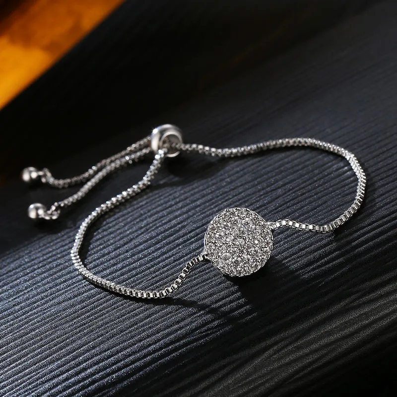 

2021 New Luxury Halo 925 Sterling Silver Bracelet Bangle For Women Adjustable Anniversary Gift Jewelry Bulk Sell S6098