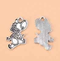 30pcslot silver color jerry mouse charms pendants beads for necklace bracelet jewelry making accessories