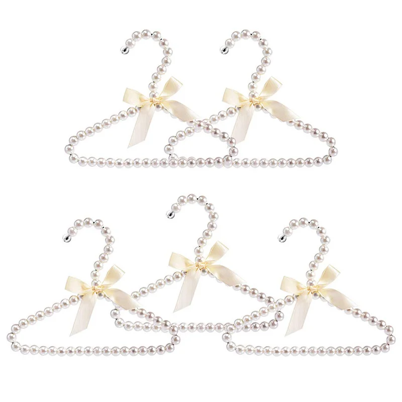 

Cute girly heart pearl wedding dress Korean style 2D wardrobe pink clothes hanging non-slip dress princess hanger