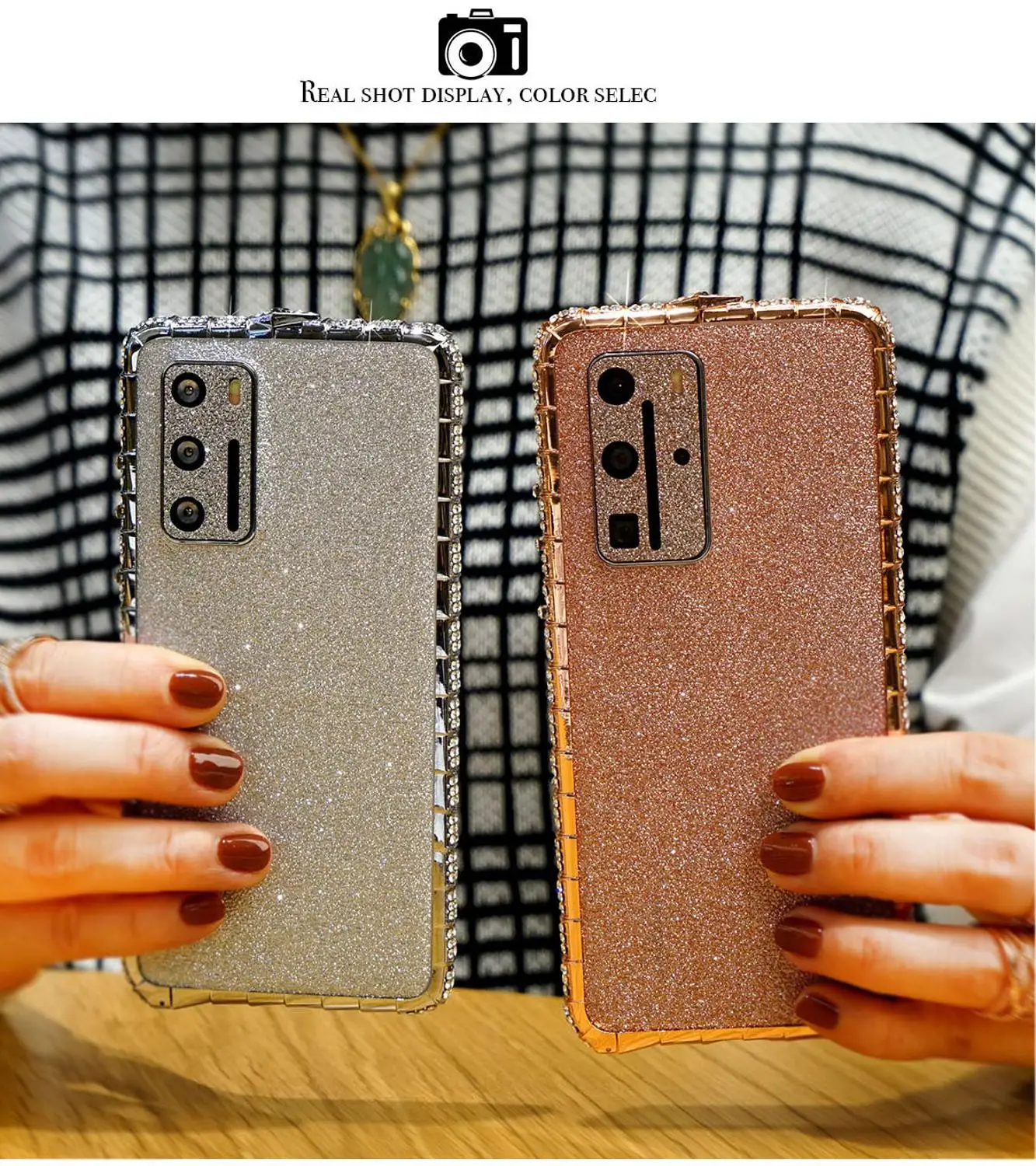 

Luxuy Diamond Bumper For Huawei P40 Pro Metal Snake Buckle Frame Cover For Huawei P40 Glitter Crystal Rhinestone Phone Case Capa