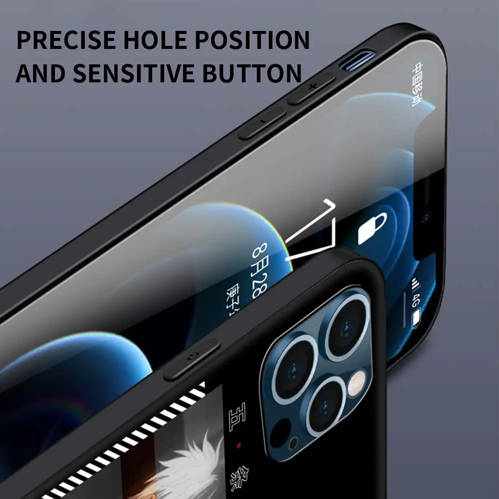 

Jujutsu Kaisen Gojou Satoru Luxury Phone Case For Apple iPhone 12 11 Pro 7 XR X XS Max 8 6 6S Plus 5 5S SE 2020 Coque Black