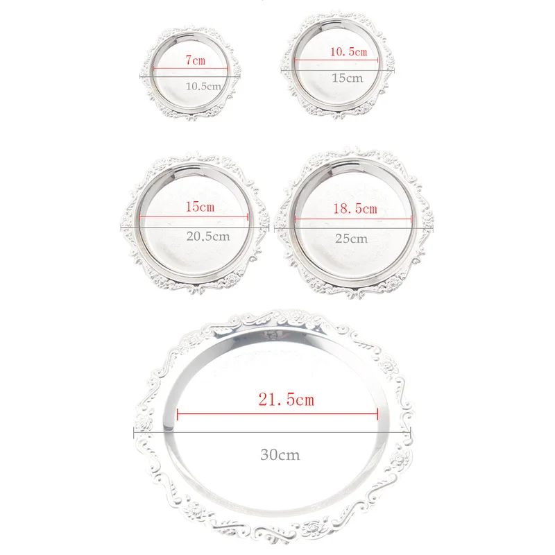Серебристый и Золотой Железный поднос глянцевая тарелка украшения буфетный