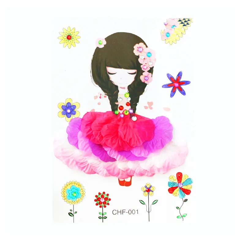 

Children Handmade Girl Flower Stickers Kids DIY Creative Diamond Decorative Toys Interactive Petal Paste Painting Sticker Toys