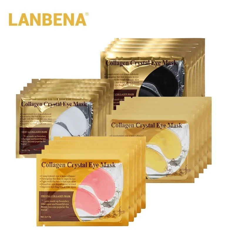 LANBENA 24K Золотая коллагеновая маска для глаз патчи для глаз Темные круги Отечность глаз мешок против старения морщин укрепляющий уход за кожей 10 шт = 5 пар