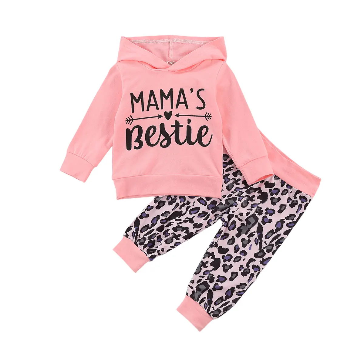 Pudcoco для маленьких детей свитер с капюшоном + штаны леопардовым принтом и Mama's