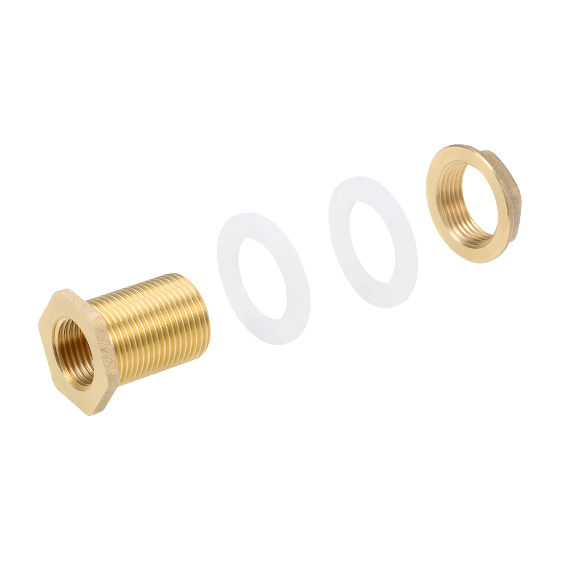 uxcell Brass Threaded Pipe Fitting G3/4 Male x G1/2 Female Hex Bushing Adapter 39mm Length