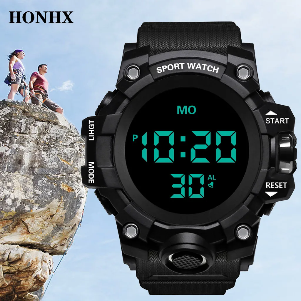 

HSU HONHX Luxury Mens Digital LED Watch Date Sport Men Outdoor Electronic Watch Wristwatch Femme Men Gift