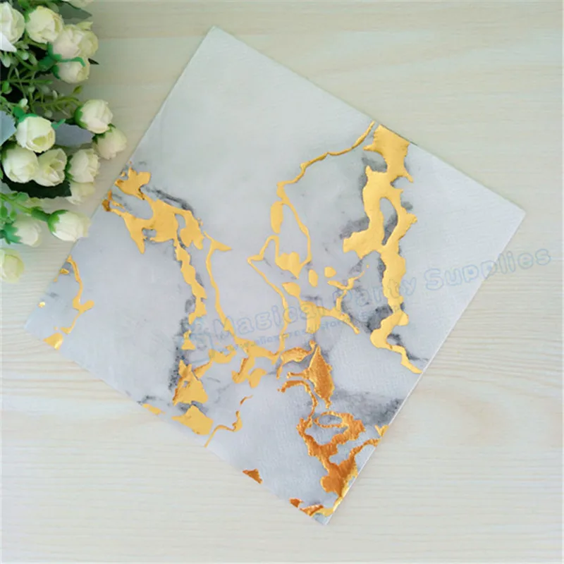 200 шт. розовый золотой мраморный дизайн настольные салфетки бумажные одноразовые