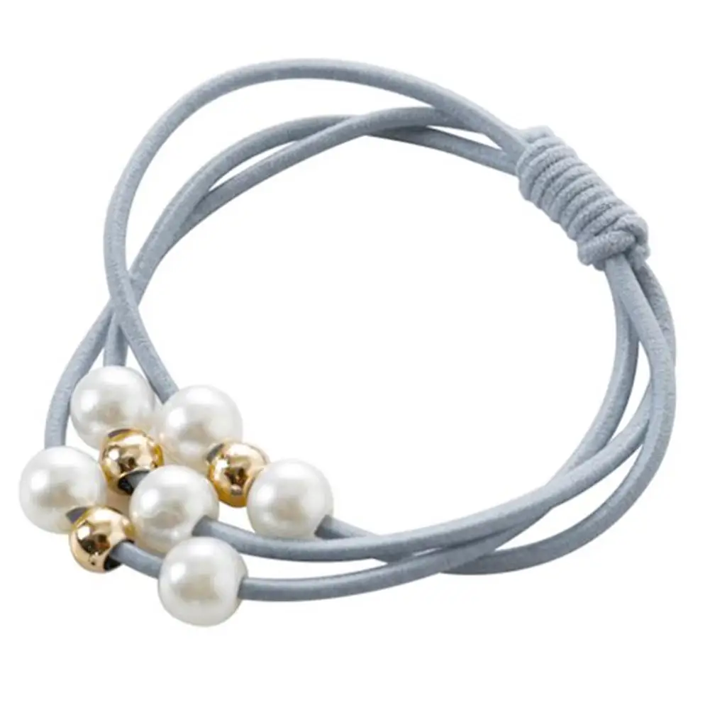 

Sweet Women Multi Layer Faux Pearl Beads Hair Ring Rope Elastic Ponytail Holder Elastic Hair Rubber Bands Accessories