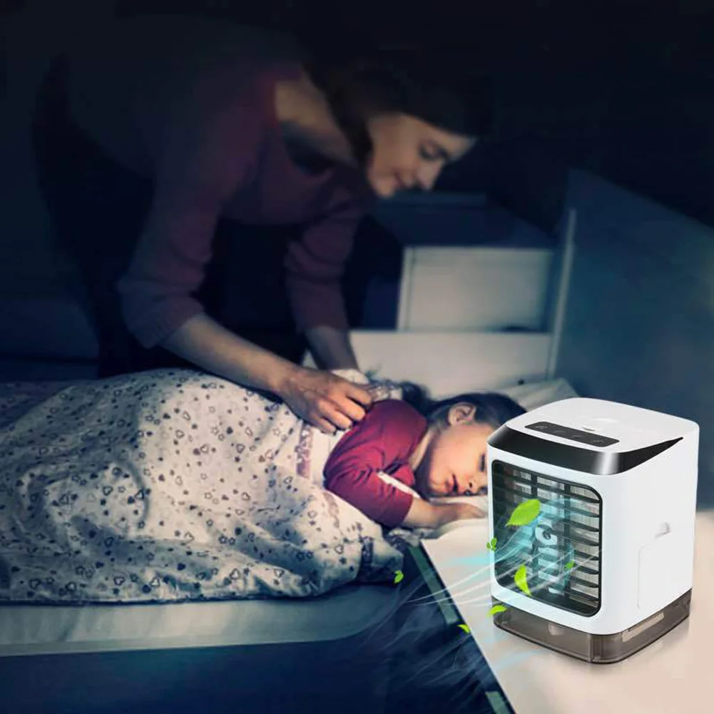 

Home Mini Air Conditioner 7 Colors Light USB Mini Portable Air Cooler Humidifier Purifier Fan with Water Tank Home Kid Room