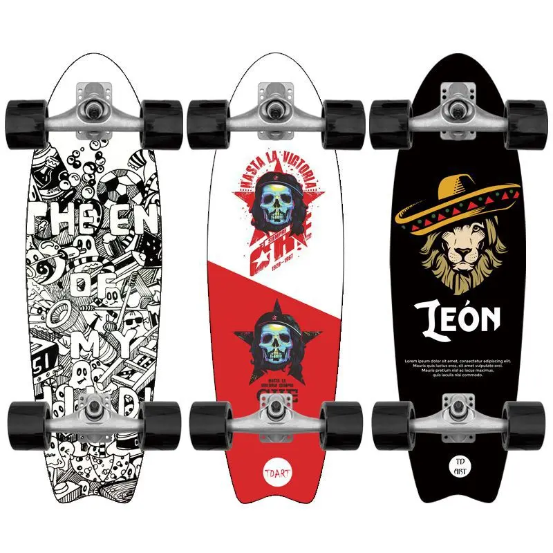 

2021 Outdoor Sports Skateboard Four-wheel Double Maple Skateboard For Adults children Teenagers Longboard Fishboard Pulley