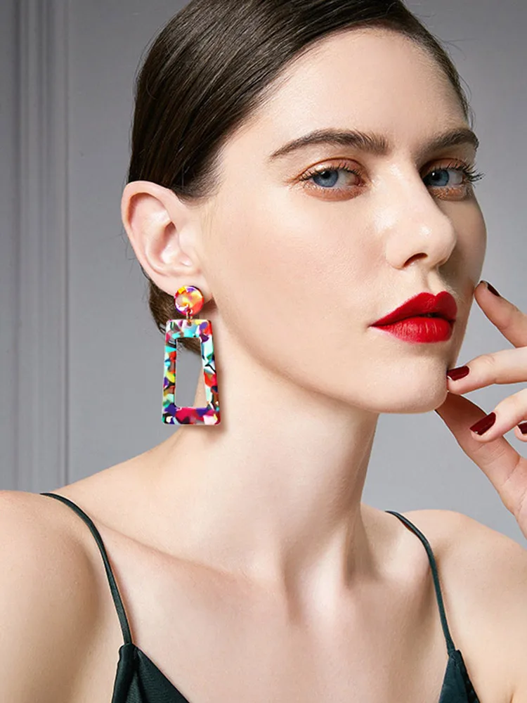 ZWC Bohemia Acrylic Resin Large Drop Earrings for Women Leopard Round 2019 Simple Geometric Dangle Fashion Jewelry Gift | Украшения и