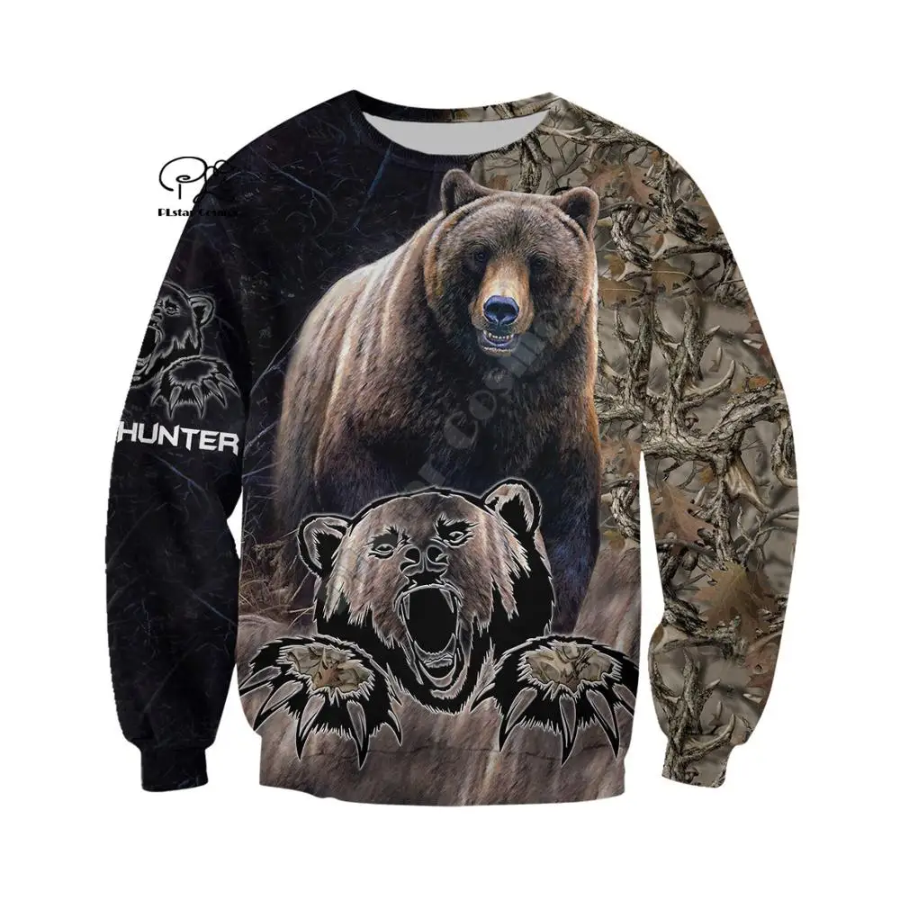 

PLstar Cosmos 3DPrint Brown Bear Hunter Hunting Animals Funny Men/Women Harajuku Streetwear Hoodies/Zip Hoodie/Sweatshirt/-c15