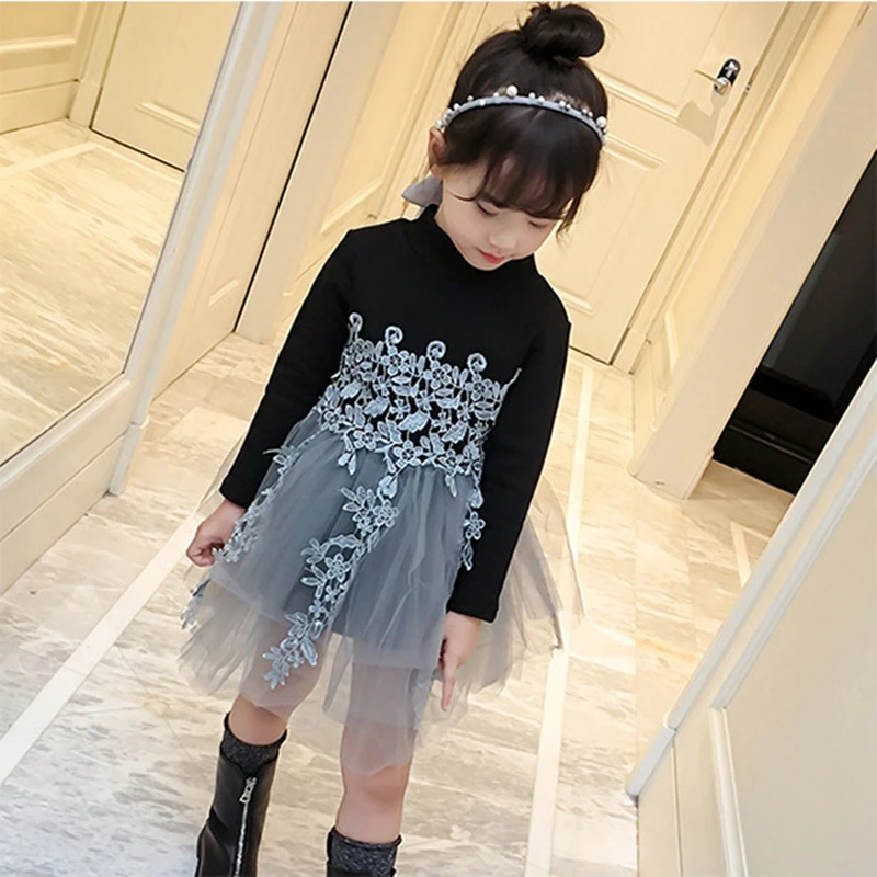 Весенне-Осенняя детская одежда с длинным рукавом для девочек школьное платье