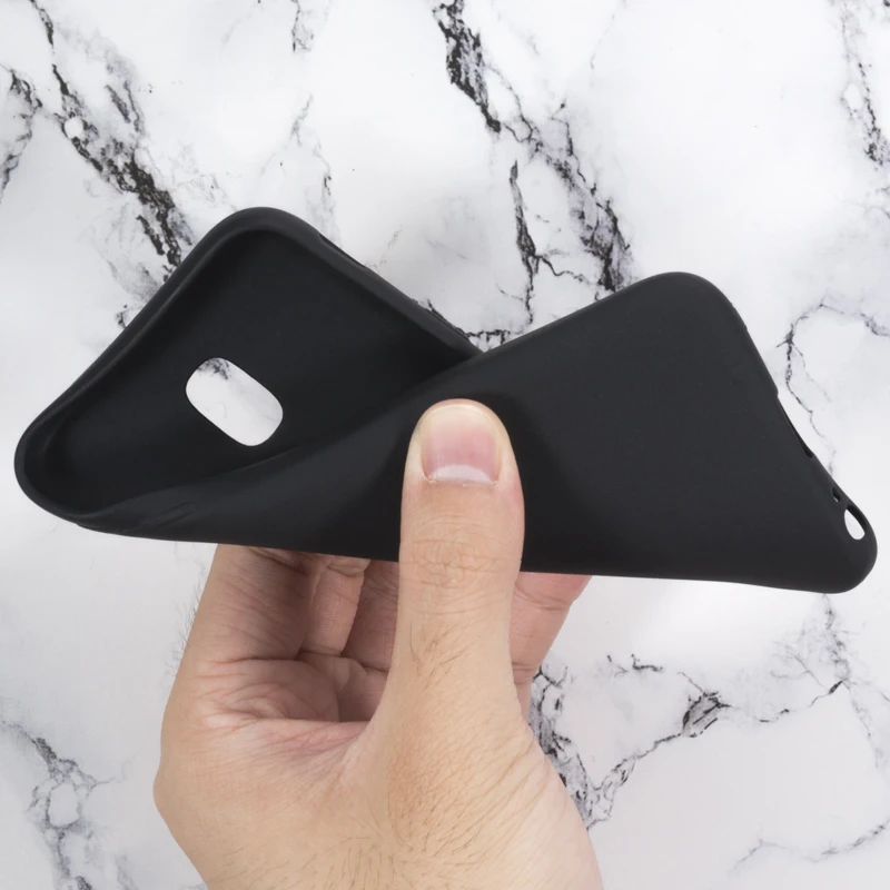 Black Soft Silicone Чехол для телефона из искусственной кожи с текстурой под дерево для samsung Galaxy J3 J330F, чехол-книжка с откидной крышкой, деловой чехол-кошелек, Мягкая силиконовая задняя крышка - Цвет: Black Soft Silicone