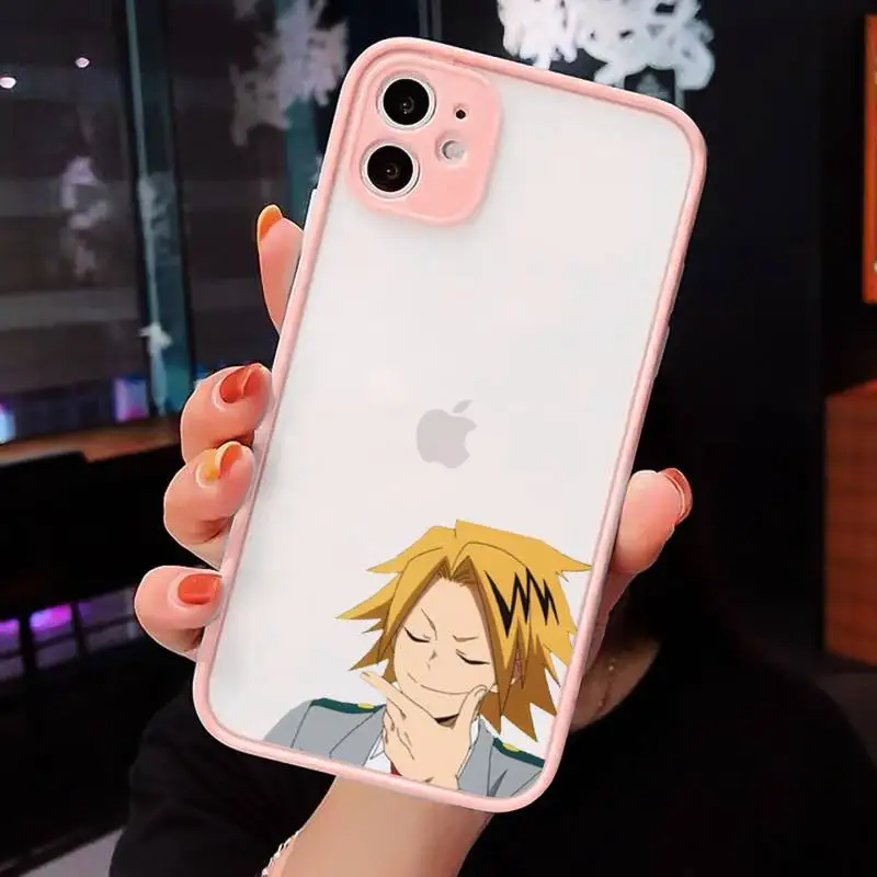 

Denki kaminari Phone Case For iPhone 12 11 Mini Pro XR XS Max 7 8 Plus X Matte transparent Pink Cover
