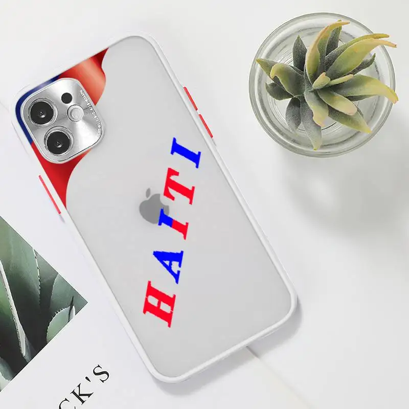 

Haitian Flag Phone Case For iPhone 12 11 Mini Pro XR XS Max 7 8 Plus X Matte transparent White Cover