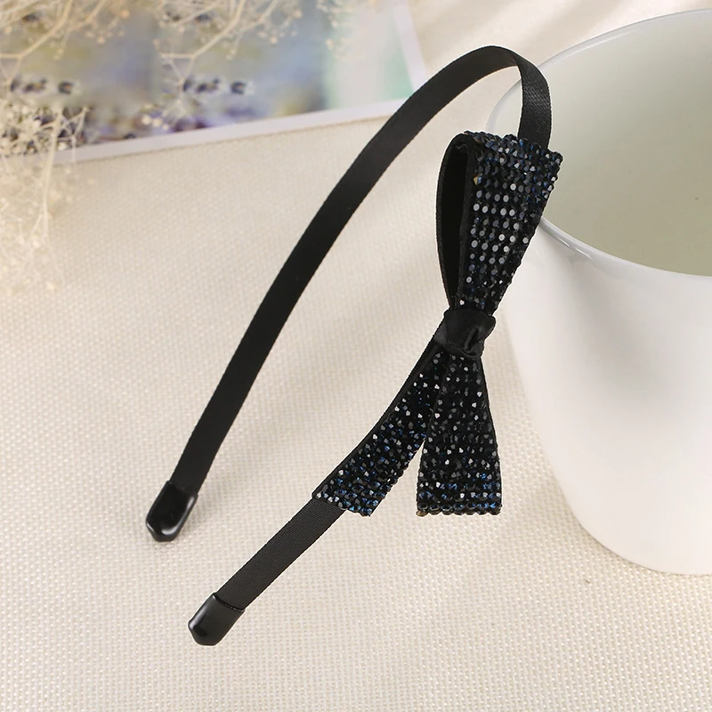 

Korean Simple Shiny Crystal HairBands One-side Rhinestone Bowtie Fine Headwear for Fashion Girl Women Headdress Hair Accessories