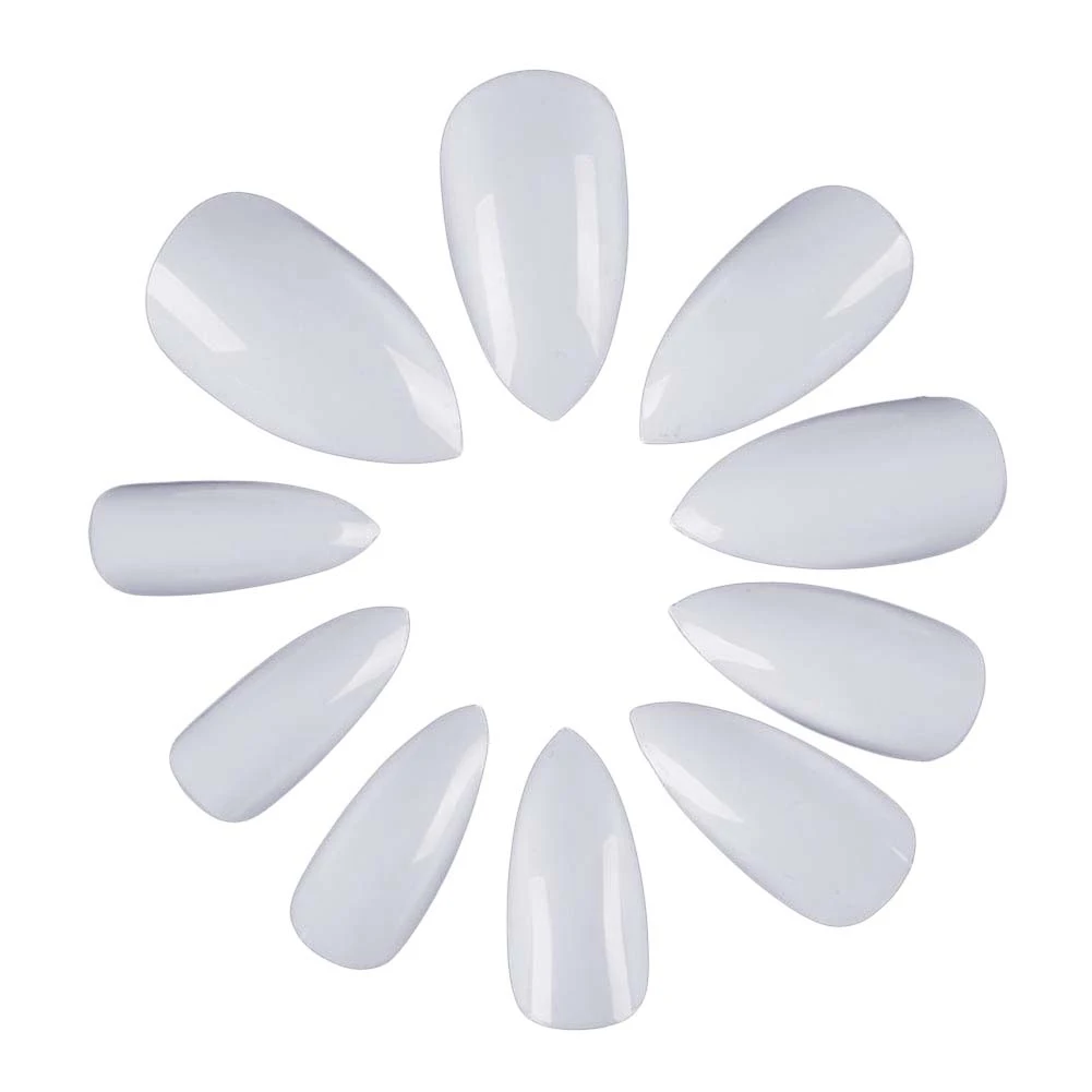 600 шт. длинные острые накладные ногти натуральный цвет французские искусственные