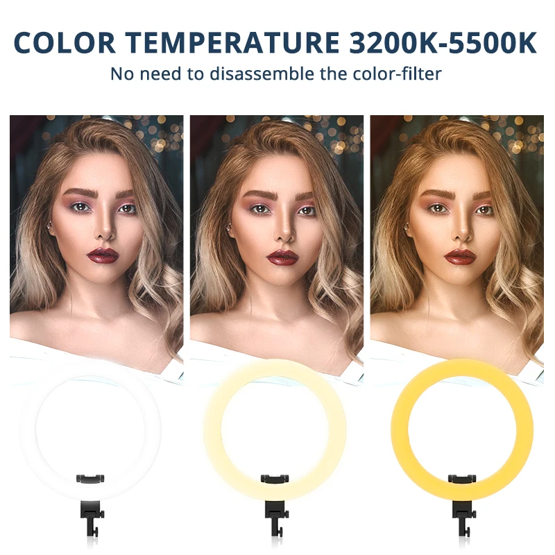 SAMTIAN RL-20A LED Ring Light 20inch Dimmable Bi-color Lamp Photography Circle Lights for Makeup YouTube with Mirror |