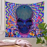 hippie skull psychedelic tapestry wall decor bedroom mushroom trippy tapiz pared 3d carpet gothic home decor witchcraft supplies