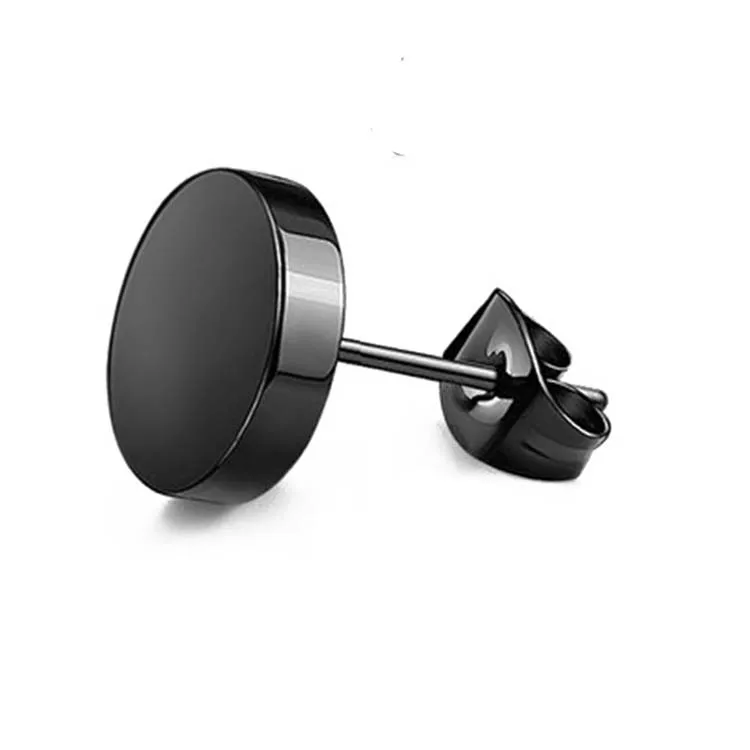 

1PC Man Women Barbell Punk Gothic Stainless Steel Ear Studs Earrings Black Siver